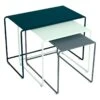 Fermob Oulala Sarjapöytä, 3-osainen, Retro Bouquet -Fatboy Emu Kauppa FM900906 0 6 Bleu acapulco Gris orage Menthe glaciale TRILOGIE DE TABLES BASSES GIGOGNES