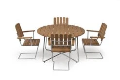 Grythyttan Stålmöbler Nojatuoli A2, Galvanoitu Teräs - öljytty Tammi -Fatboy Emu Kauppa Grupp 4 A2 Bord 9A ek 1