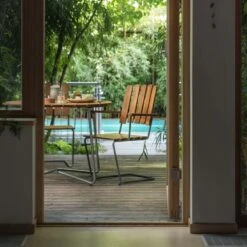 Grythyttan Stålmöbler Pöytä 9A, 120 Cm, Galvanoitu Teräs - Tiikki -Fatboy Emu Kauppa Grythyttan A2 teak 1 scaled 1