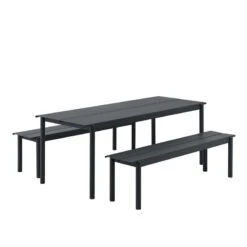 Muuto Linear Steel Penkki 170 Cm, Musta -Fatboy Emu Kauppa Linear steel outdoor set 200x75 black Muuto hi res