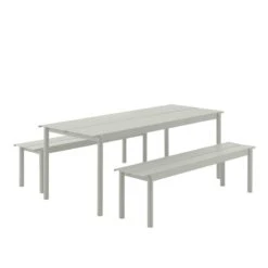 Muuto Linear Steel Pöytä, 200 X 75 Cm, Harmaa -Fatboy Emu Kauppa Linear steel outdoor set 200x75 grey Muuto 5000x5000 hi res 150 1role