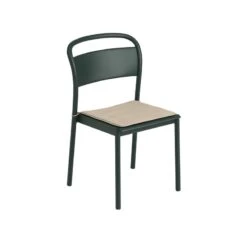 Muuto Linear Steel Tuoli, Musta -Fatboy Emu Kauppa Linear steel side chair dark green seat pad warm beige Muuto 5000x5000 hi res 150