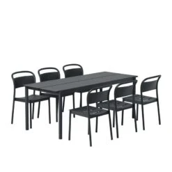 Muuto Linear Steel Tuoli, Musta -Fatboy Emu Kauppa Linear steel table 200 side chairs black group muuto 5000x5000 hi res 150