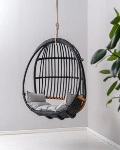 Parolan Rottinki Sirkka Riippukeinu, 2023, Musta -Fatboy Emu Kauppa Parolan Vuosikerta Klassikko Sirkka musta pehmuste harmaa