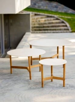 Cane-line Twist Sohvapöytä, Halk. 90 Cm, Tiikki - Travertine Look -Fatboy Emu Kauppa Twist coffee table 2 2